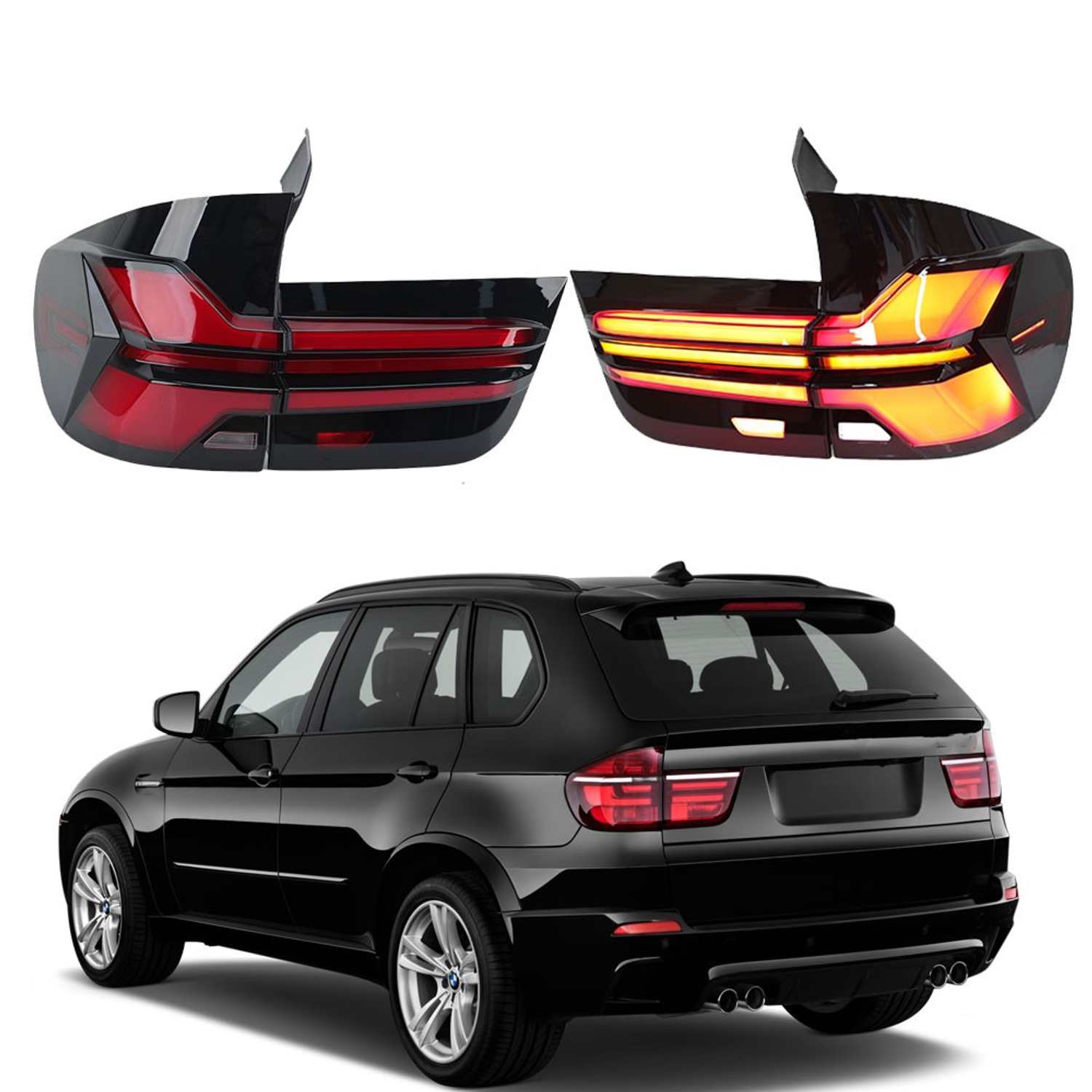 Top Gear Motors Full LED Tail Light Assembly Pair Left and Right for BMW X5 E70 2007–2013 Black Housing Red Lens - Image 4