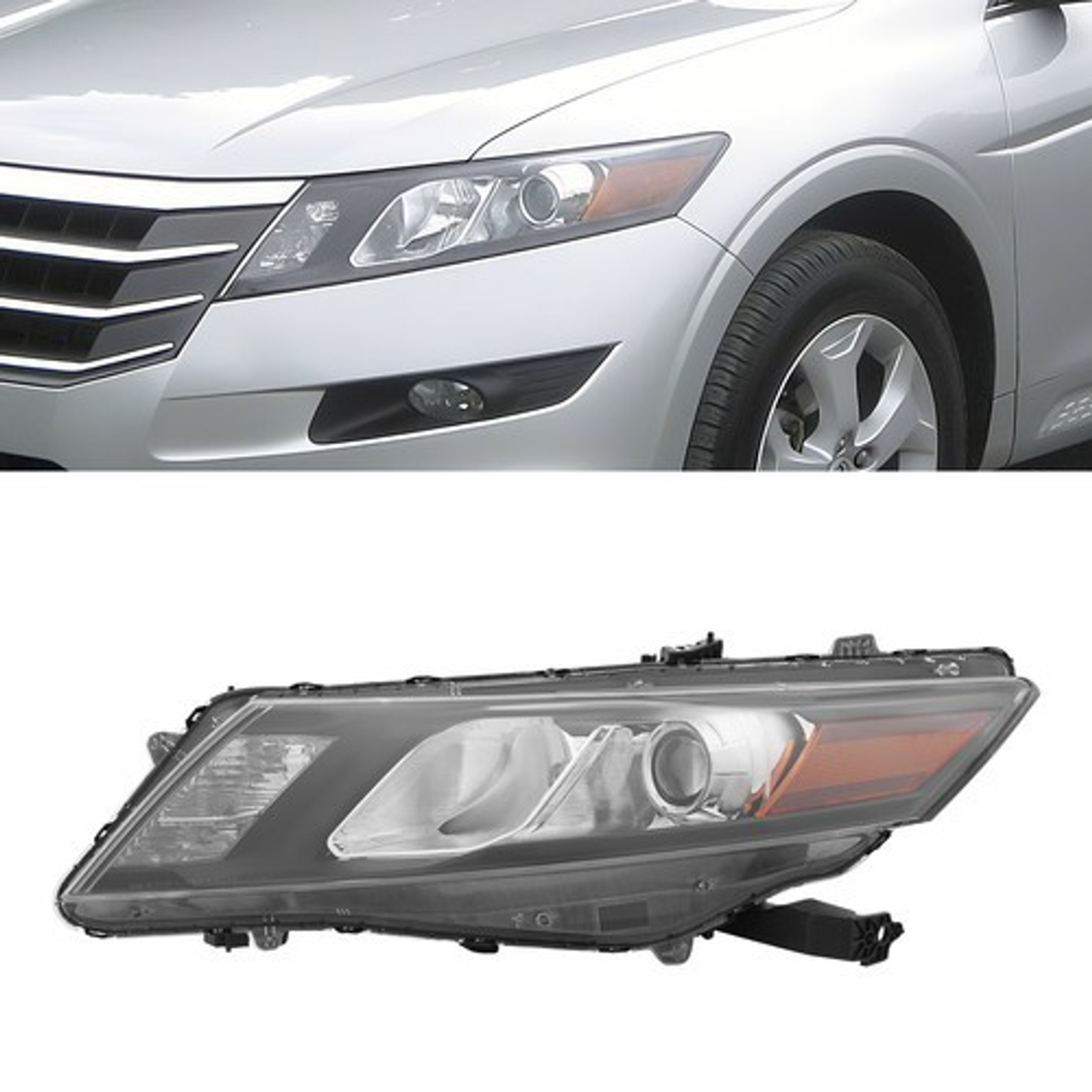 Top Gear Motors Halogen Left Driver Headlight Assembly for Honda Crosstour 2010–2012 Black Housing Clear Lens - Image 2