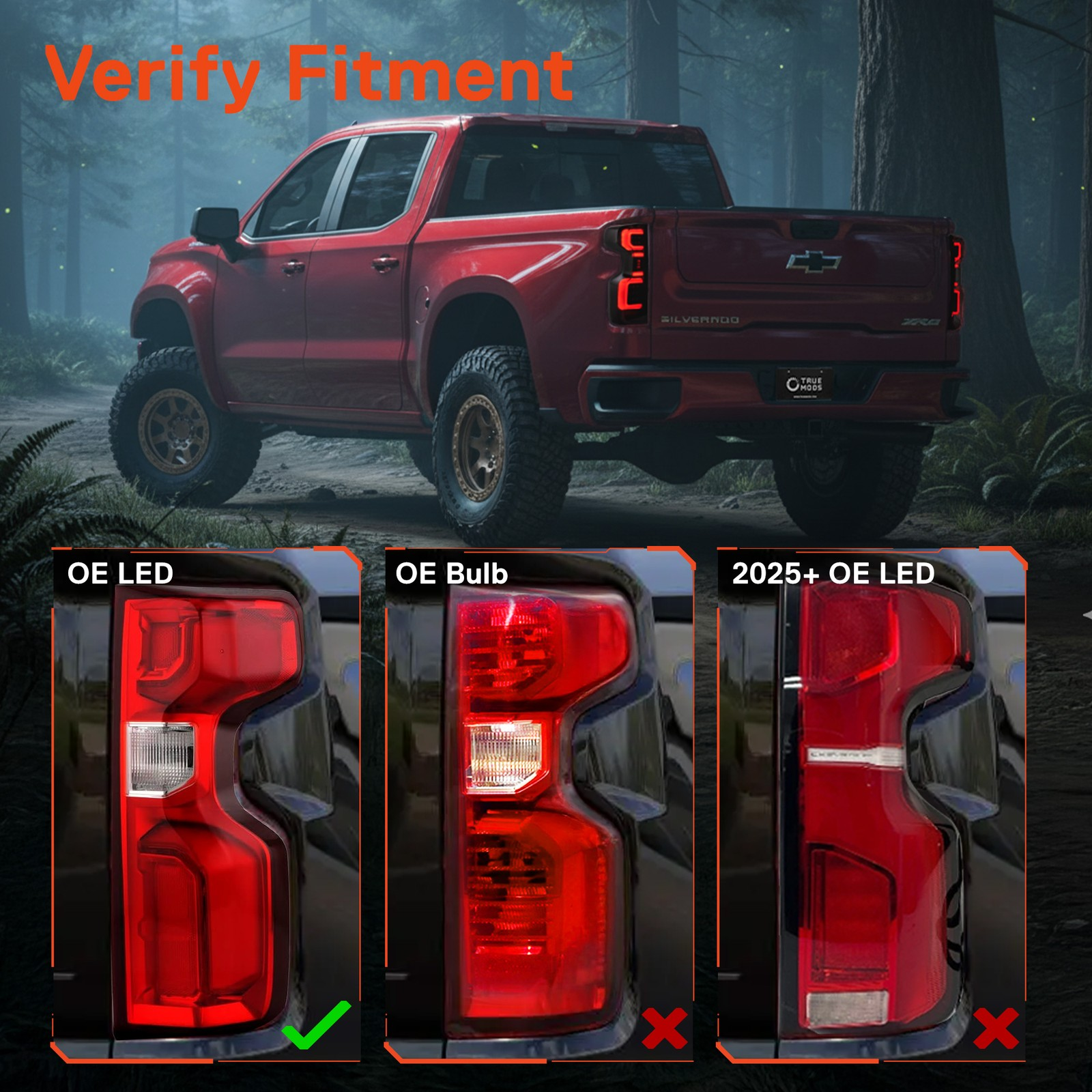 TRUE MODS Smoked Full LED Tail Light Assembly Replacement for 2019-2026 Chevy Silverado 1500 & 2020-2023 Chevy Silverado 2500 3500 HD w/ Stock LED Taillight Aftermarket Custom Brake Turn Signal Lamp - Image 3