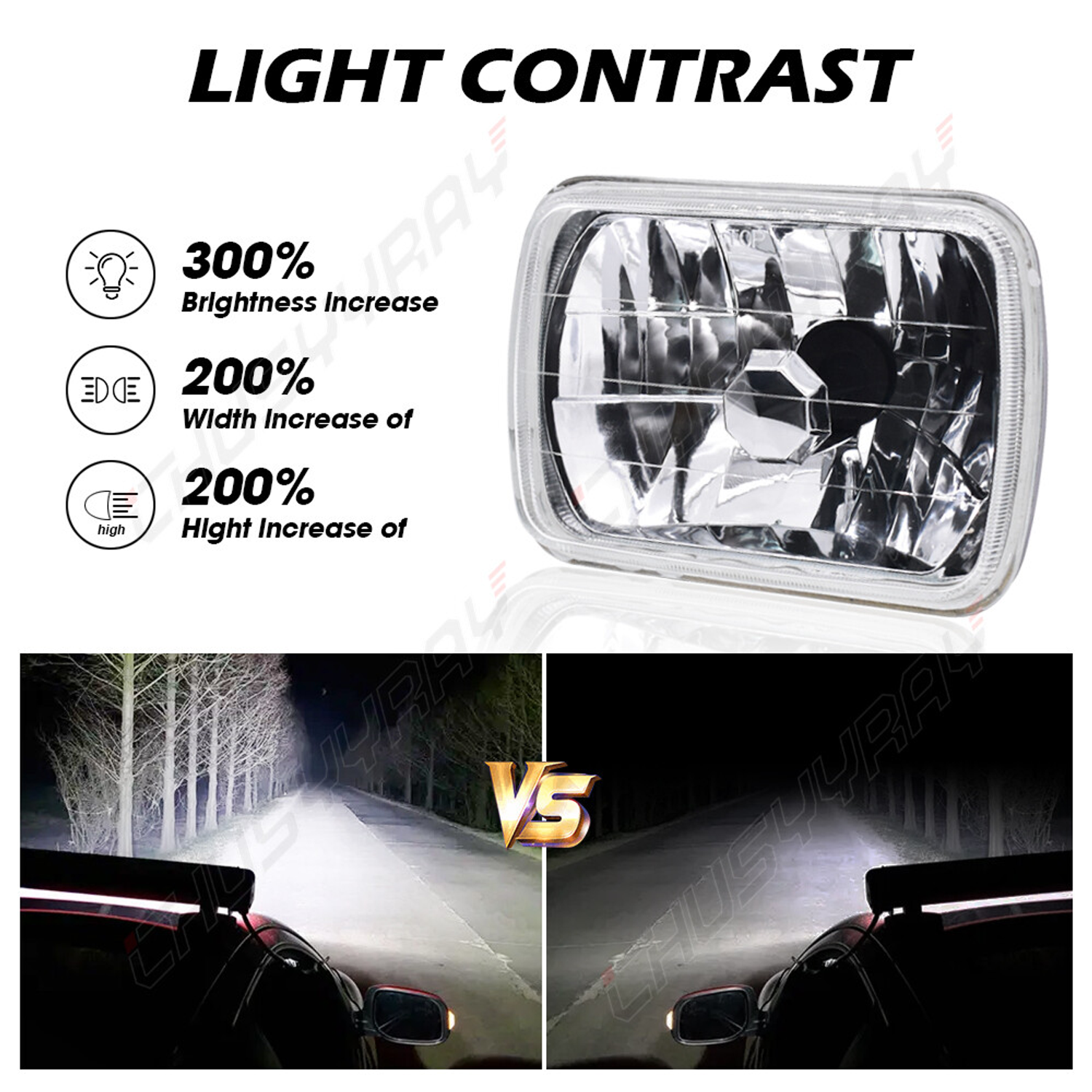 Top Gear Motors LED Headlight Assembly Pair 7x6 Inch for Nissan Pickup Hardbody 1983-1997 H6054 Chrome Clear Lens - Image 3
