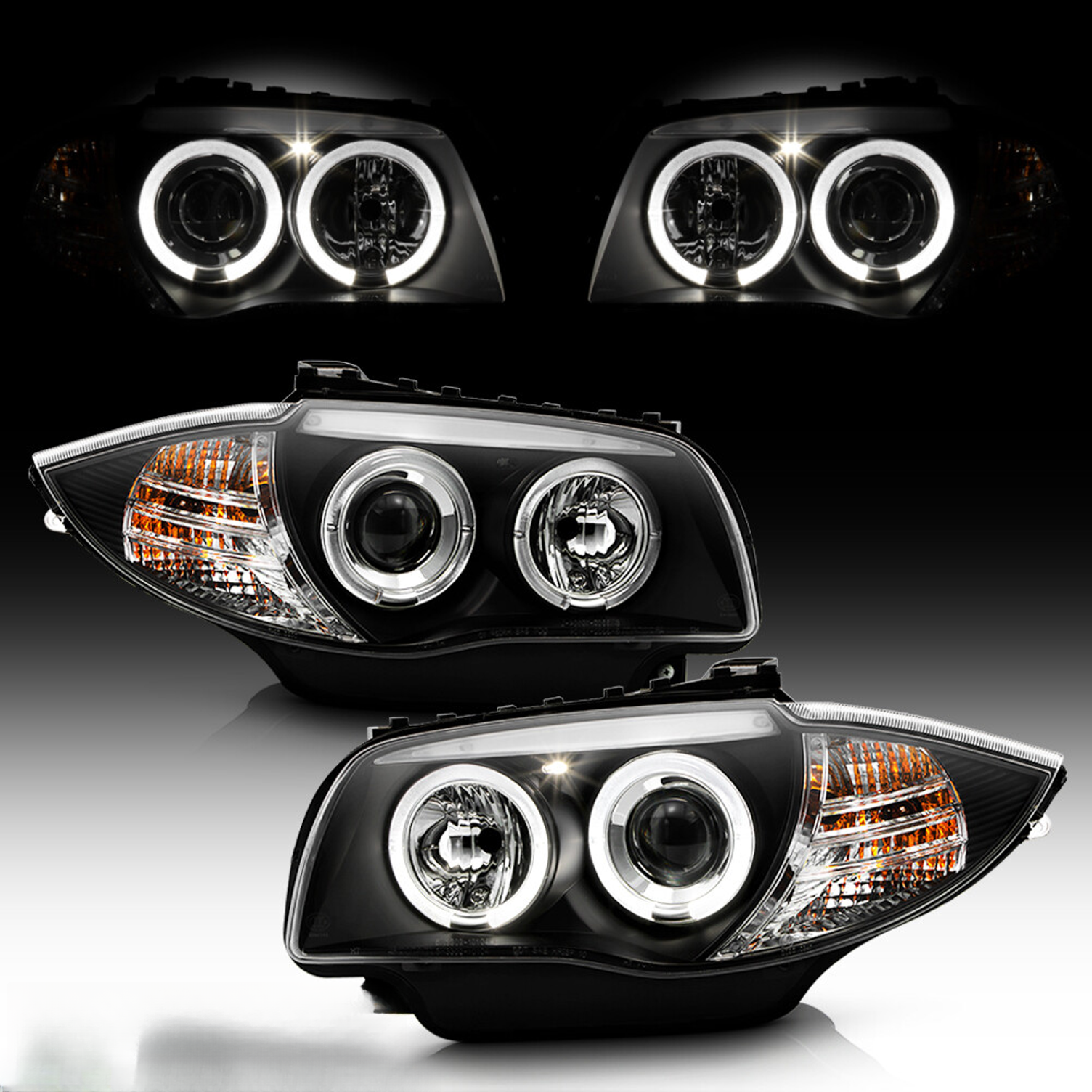 For Halogen Model 2008-2013 BMW E87 128i 135i Blk LED Halo Projector Headlights - Image 3
