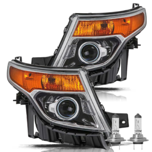 Top Gear Motors Projector Headlight Assembly Pair Left and Right for 2011–2015 Ford Explorer Black Housing Amber Corner