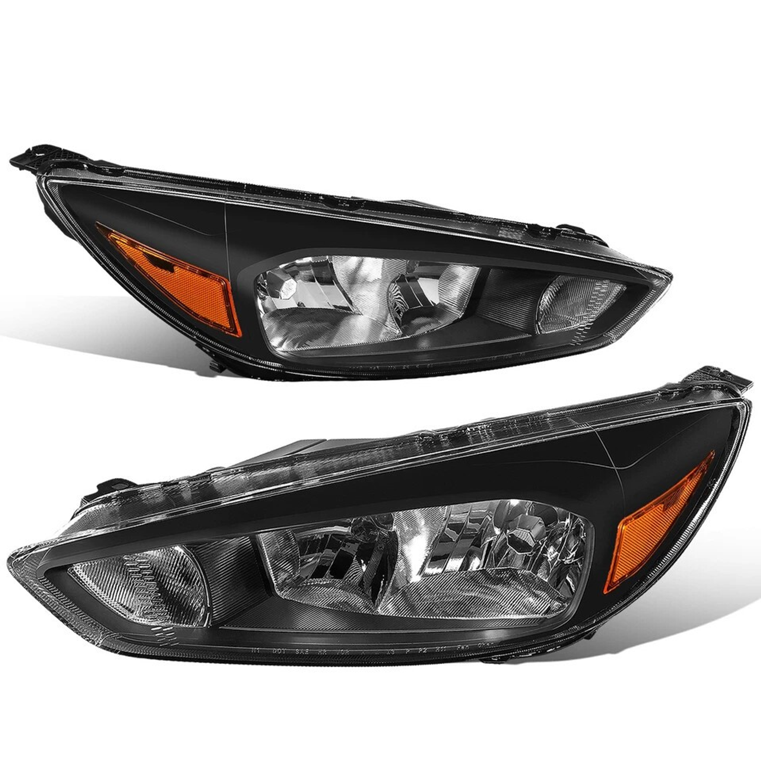 Top Gear Motors Black Composite Halogen Headlight Pair Left and Right for 2015–2018 Ford Focus Without LED DRL Clear Lens - Image 5