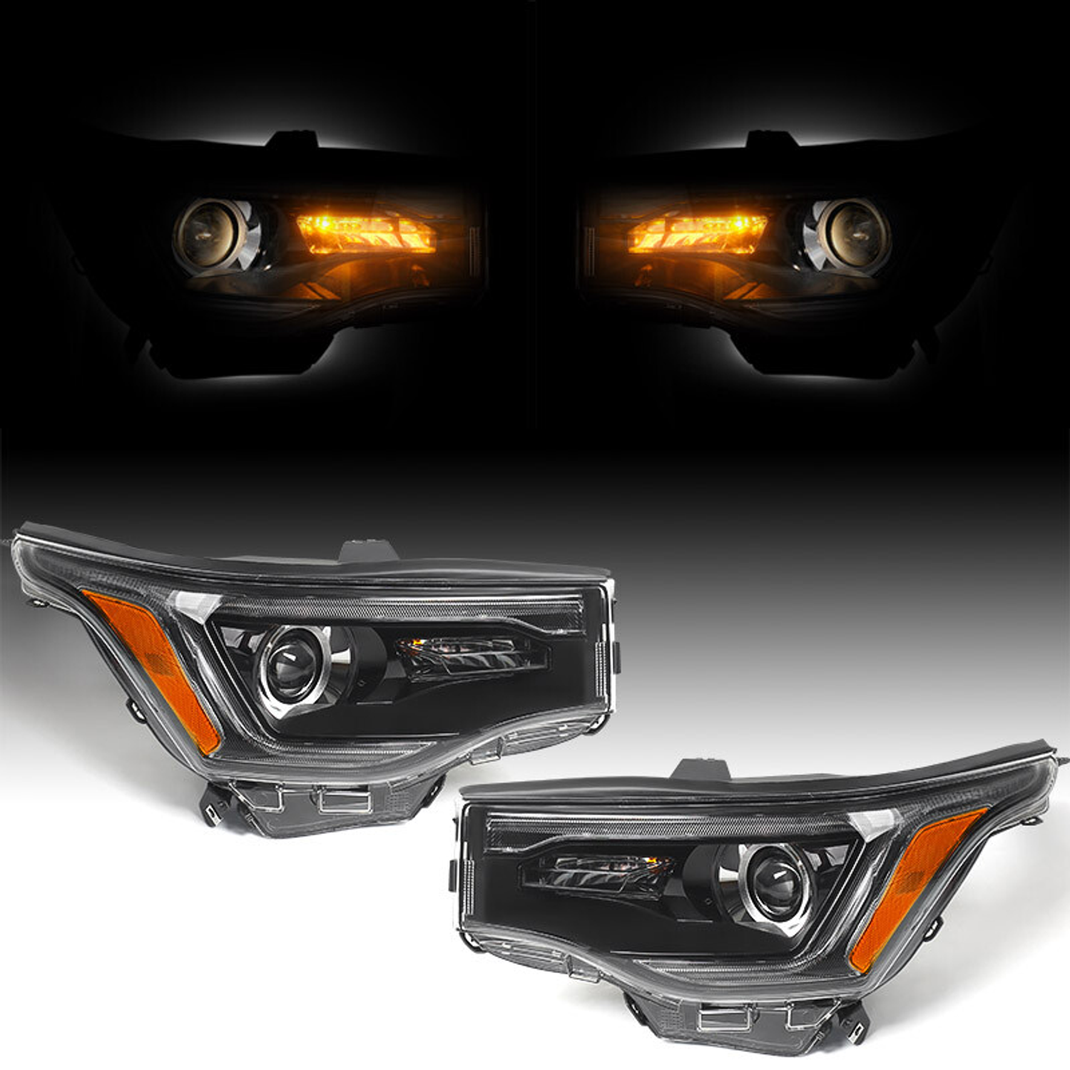 Top Gear Motors Halogen Projector Headlight Assembly Pair Left and Right for GMC Acadia 2017–2019 Black Housing LED DRL Clear Lens - Image 4