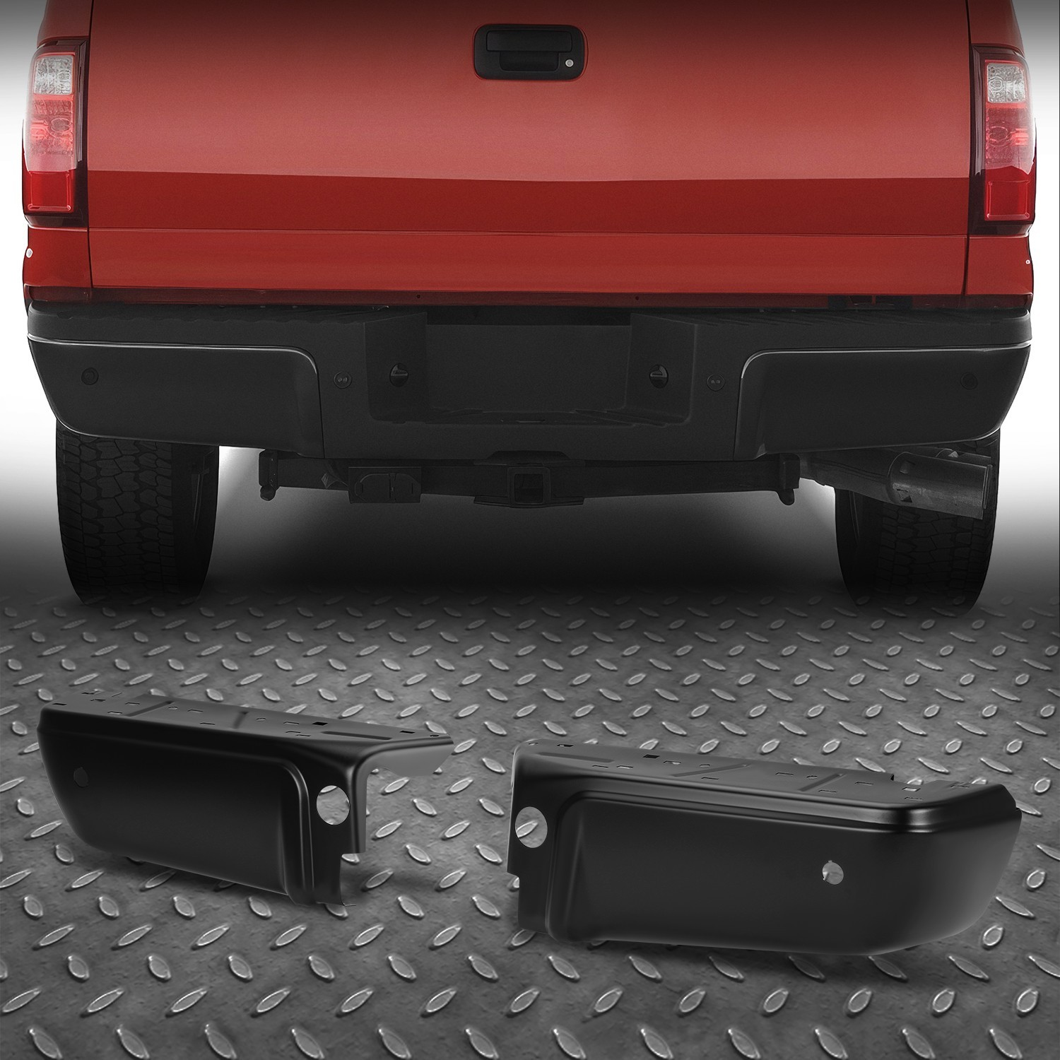 Top Gear Motors Black Steel Rear Bumper End Caps Pair L&R for 2008–2016 Ford F-250, F-350, and F-450 Super Duty - Image 4