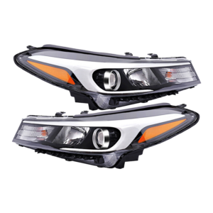 Top Gear Motors Black Halogen Headlight Pair Driver and Passenger Side for 2017-2018 KIA Forte Clear Lens