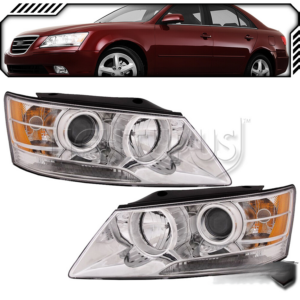 Top Gear Motors Halogen Headlight Assembly for 2009-2010 Hyundai Sonata Passenger Side Right Black Housing Clear Lens