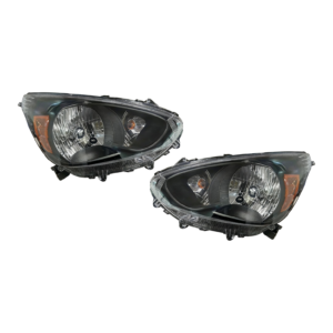 Top Gear Motors Black Halogen Headlight Pair Driver and Passenger Side for 2014-2020 MITSUBISHI Mirage Clear Lens