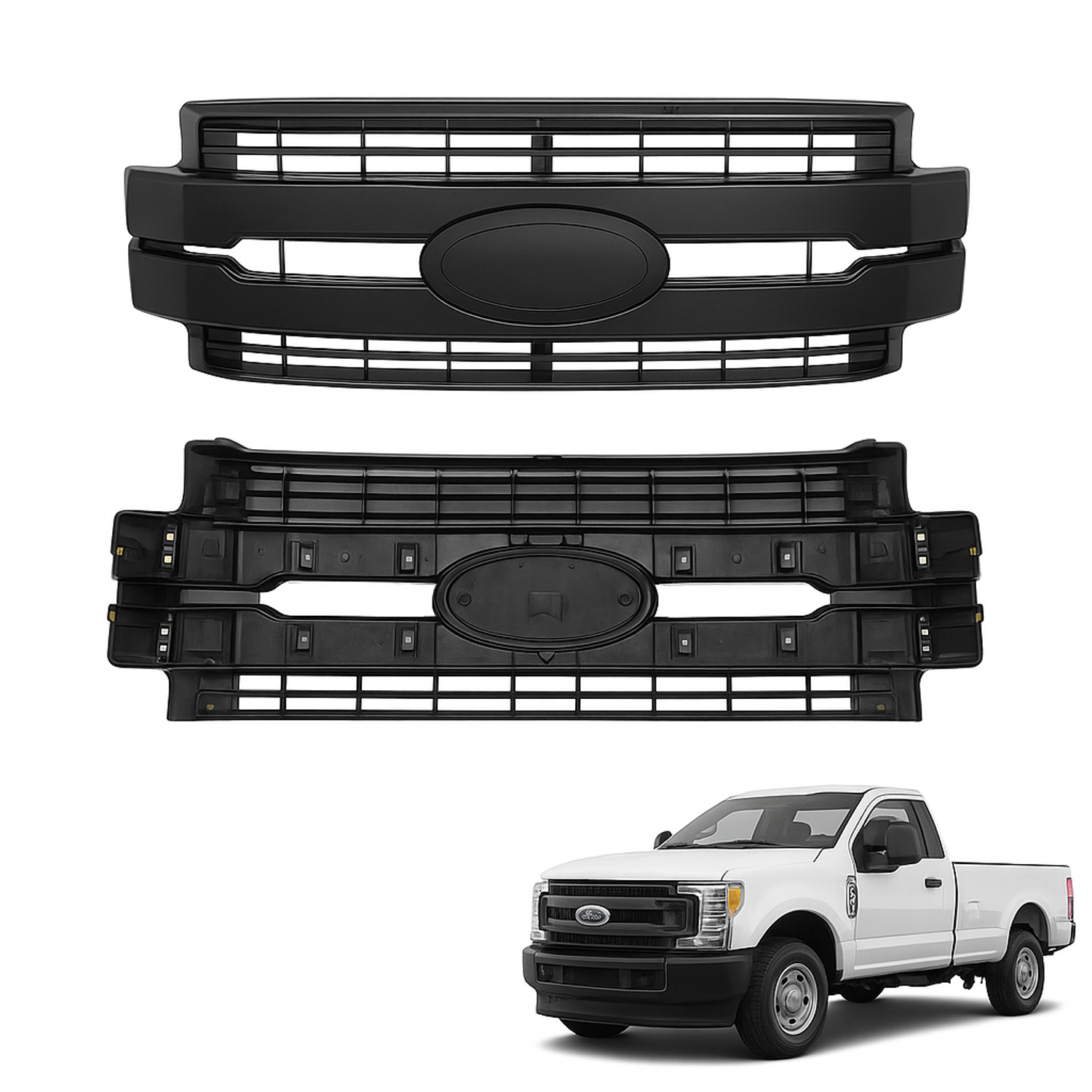 Top Gear Motors Front Bumper Grille Gloss Black for 2017-2019 Ford F-250/f-350/f-450 Super Duty - Image 2