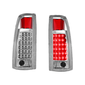 Top Gear Motors Full LED Tail Light Pair Left and Right for 1988–2000 Chevrolet GMC C/K Pickup Chrome Clear Lens