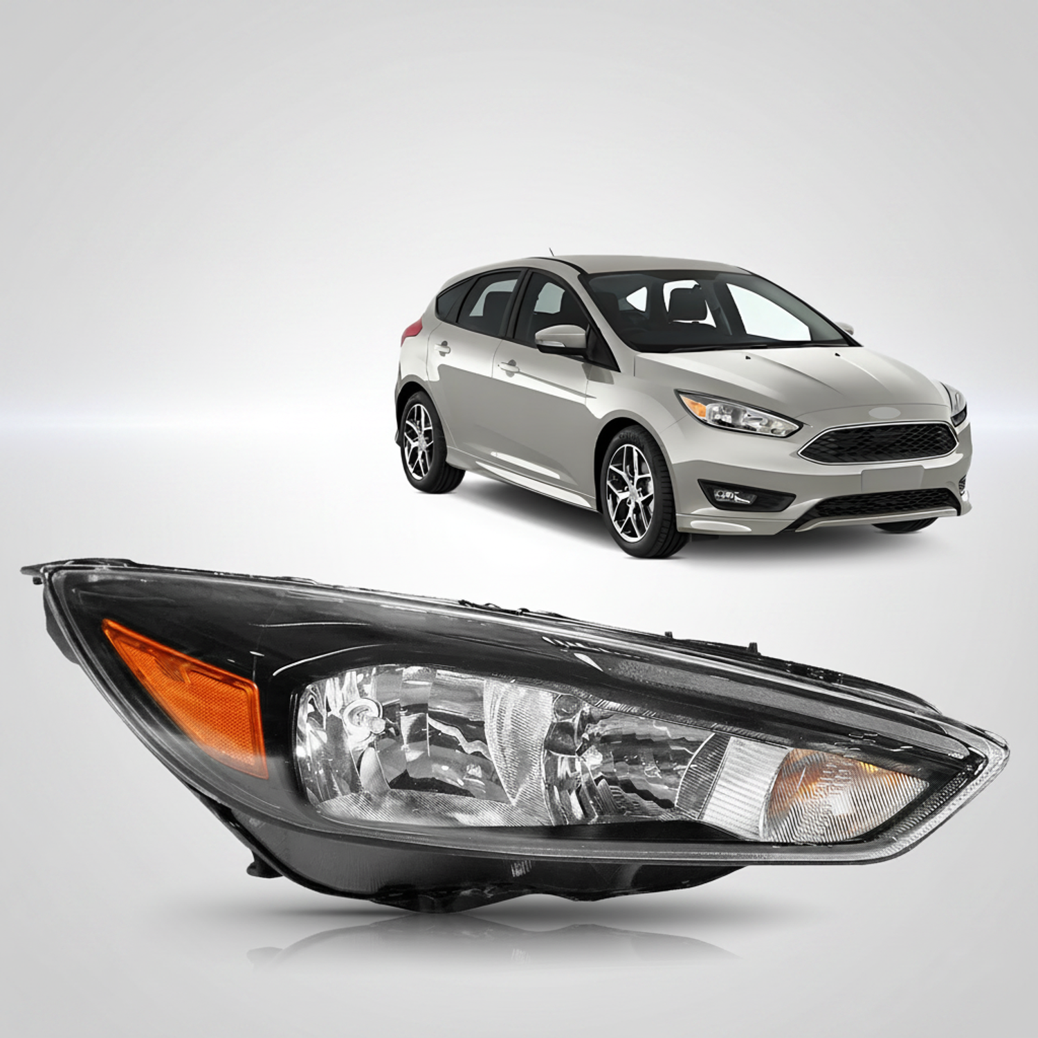 Top Gear Motors Halogen Headlight Passenger Right for Ford Focus 2015–2018 Black Housing LED DRL - Image 2