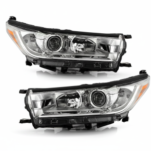 Top Gear Motors Halogen Projector Headlight Pair for 2017–2019 Toyota Highlander LE XLE Chrome Housing Clear Lens