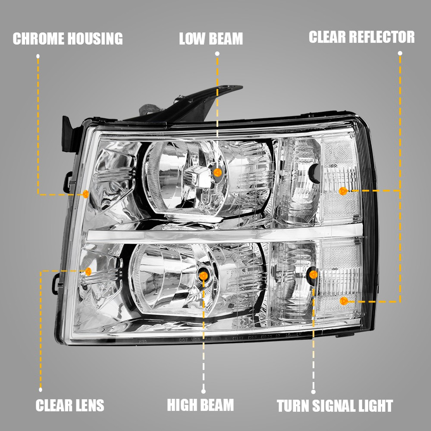 Top Gear Motors Clear Chrome Headlight Assembly Pair for 2007–2013 Chevrolet Silverado 1500 / 2500 / 3500 - Image 3