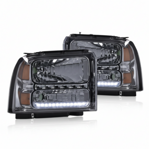 Top Gear Motors Smoke LED Headlight Assembly Pair Left and Right for 2005-2007 Ford F-250 Super Duty, F-350 Super Duty, and Excursion