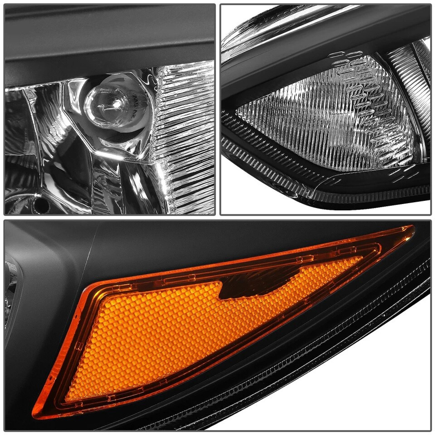 Top Gear Motors Black Composite Halogen Headlight Pair Left and Right for 2015–2018 Ford Focus Without LED DRL Clear Lens - Image 3