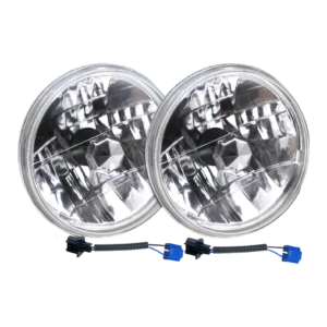 Top Gear Motors 7 in Round LED Glass Headlight Pair Chrome Left and Right for Jeep Wrangler 2018–2020 Clear Lens