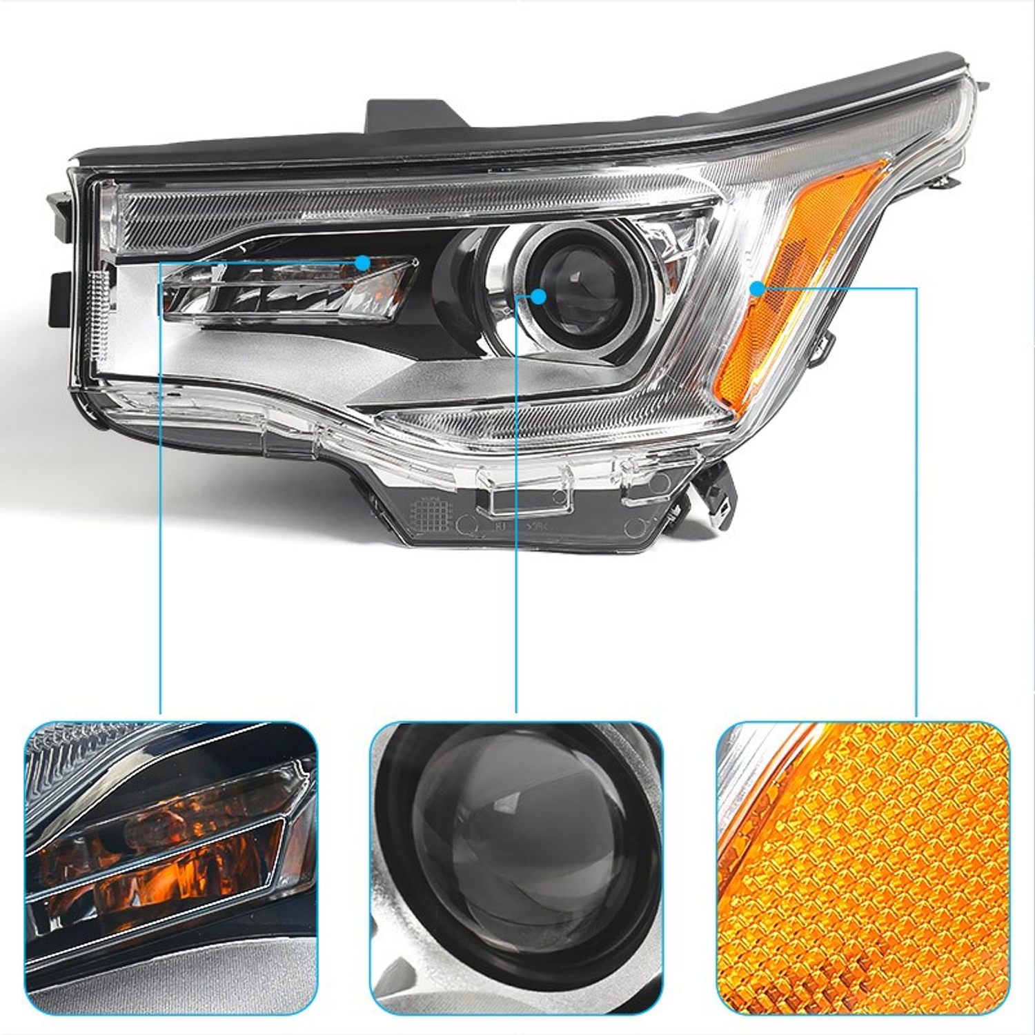 Top Gear Motors Left Halogen Headlight Assembly for GMC Acadia 2017–2019 Driver Side Chrome LED DRL - Image 8