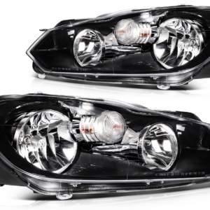 Top Gear Motors Black Halogen Headlight Pair Driver and Passenger Side for 2010-2014 VOLKSWAGEN Jetta SportWagen/GTI/Golf/Jetta Clear Lens