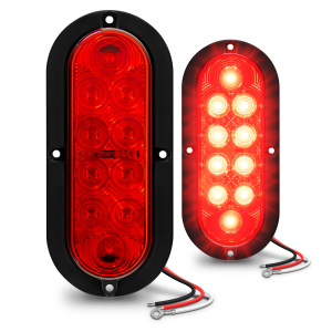 2pc 6" Red Surface Mount Oval LED RV Trailer Tail Lights Turn Parking Waterproof