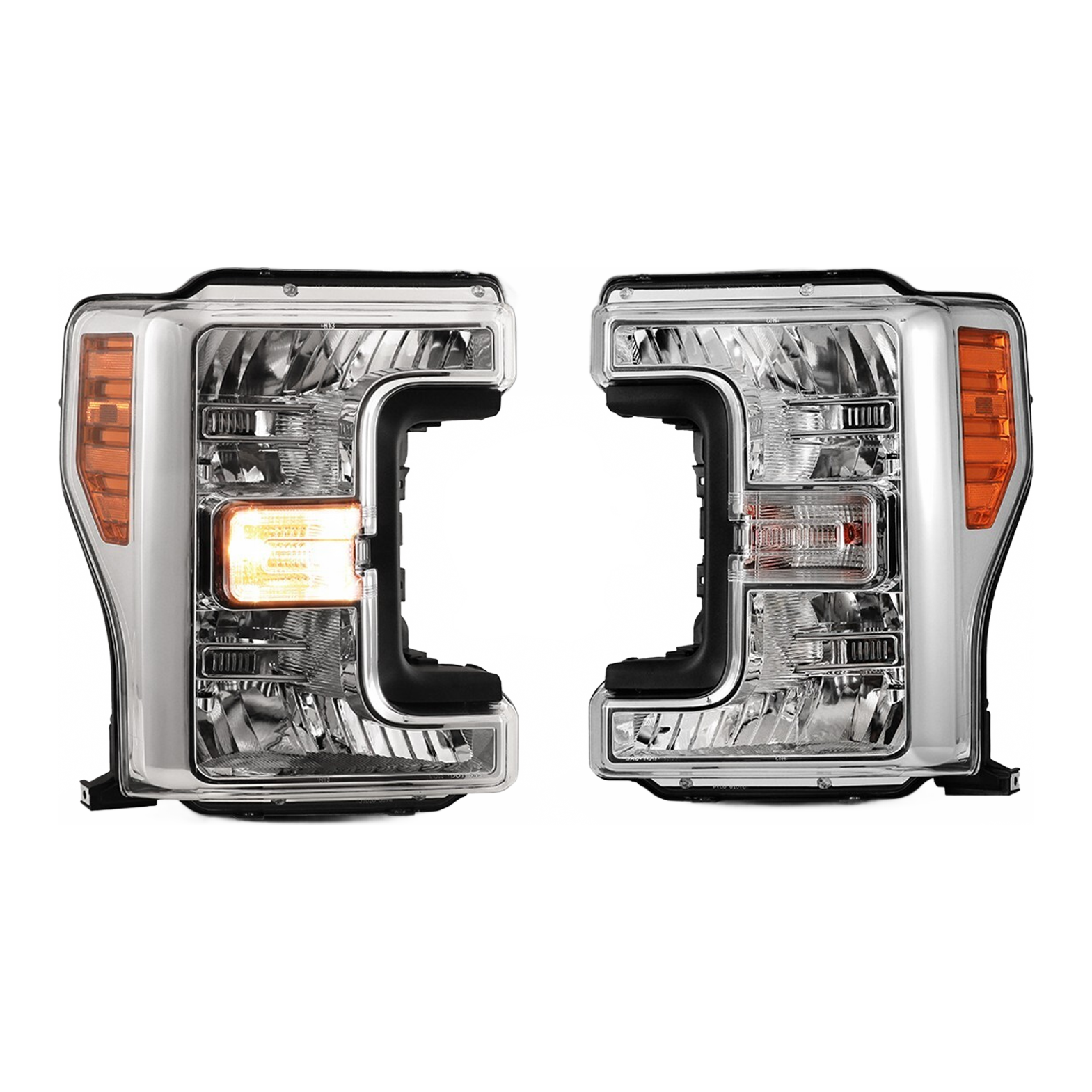 Top Gear Motors Chrome Halogen Headlight Pair Left and Right for 2017–2019 Ford F-250 F-350 F-450 F-550 Super Duty Clear Lens