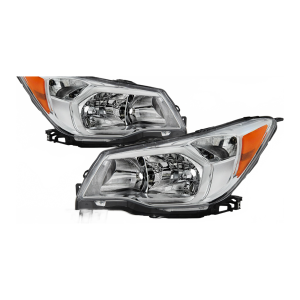 Top Gear Motors Halogen Headlight Assembly Pair Left and Right for Subaru Forester 2014–2016 Chrome Housing Clear Lens