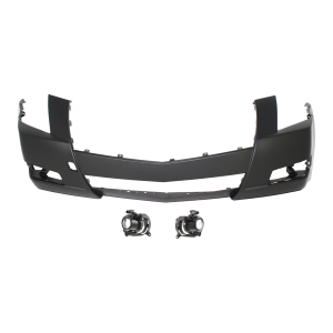 Top Gear Motors Primed Front Bumper Cover Set of 3 with Fog Light Cut-out for 2008-2014 Cadillac CTS