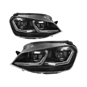Top Gear Motors Black Halogen Headlight Assembly Pair for 2017 Volkswagen Golf Alltrack and Golf