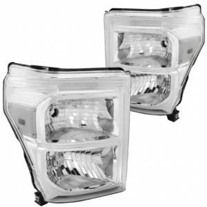 Top Gear Motors Chrome Halogen Composite Headlight Pair Left and Right for 2011–2016 Ford F-250 F-350 F-450 F-550 Super Duty