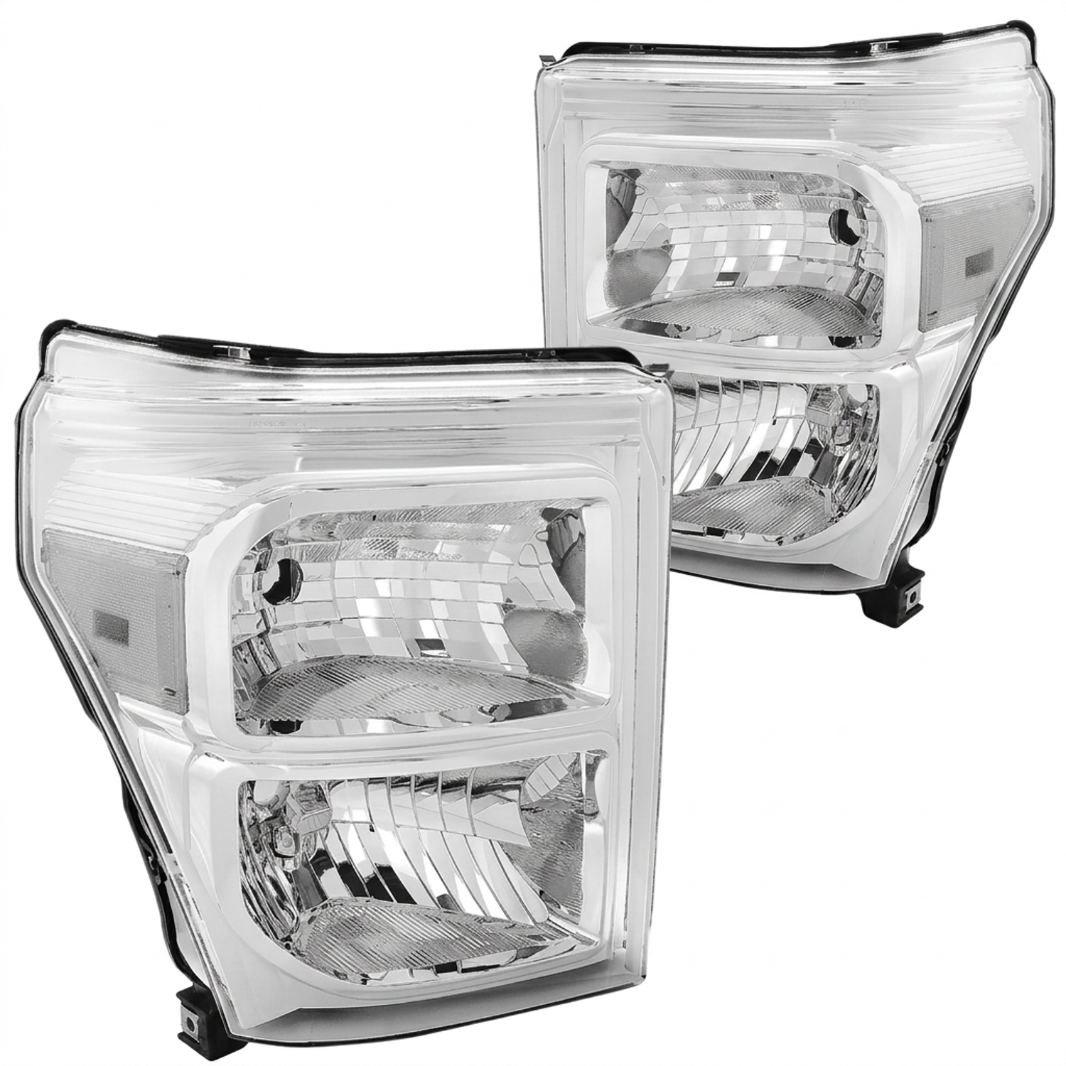 Top Gear Motors Chrome Halogen Composite Headlight Pair Left and Right for 2011–2016 Ford F-250 F-350 F-450 F-550 Super Duty