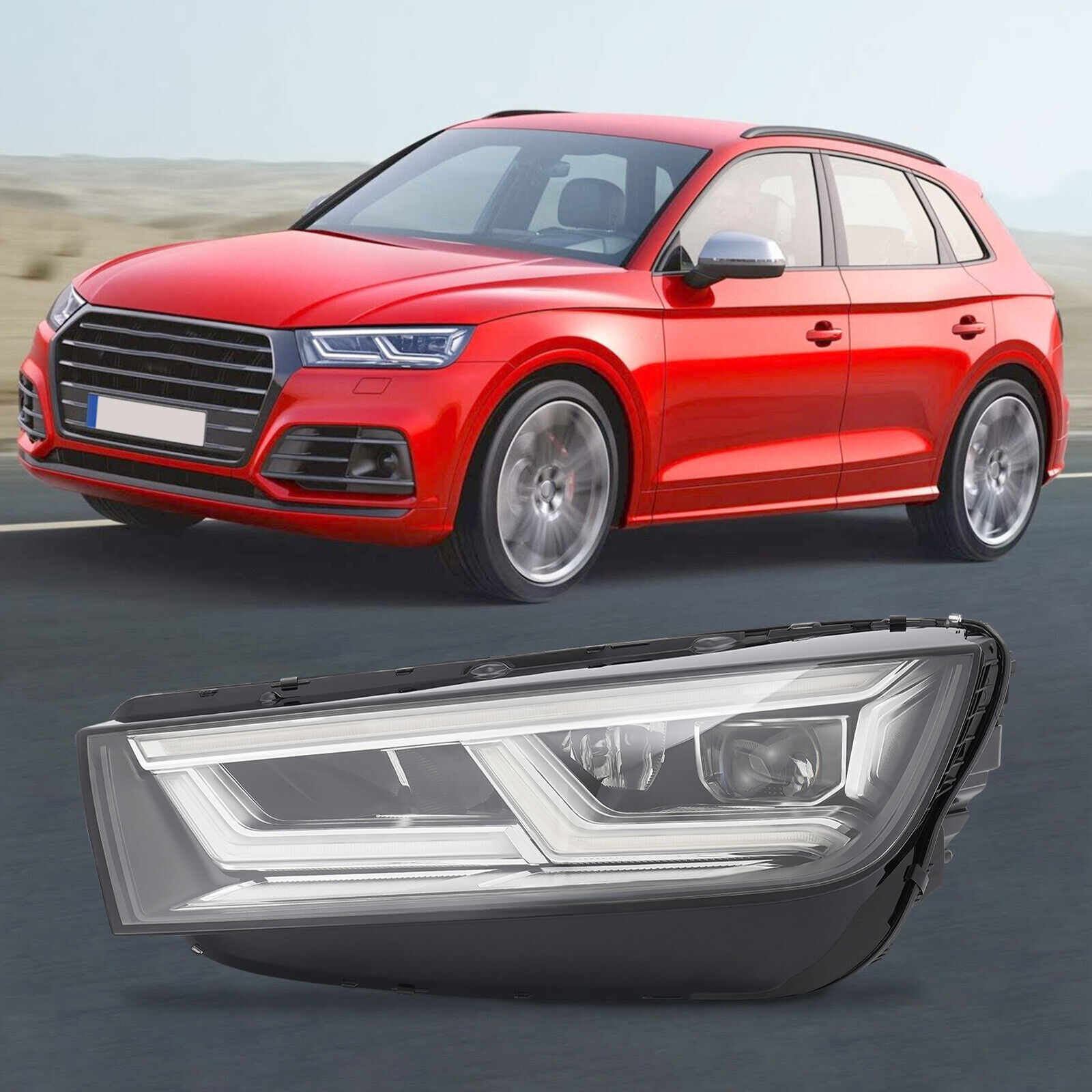 Top Gear Motors Black LED Headlight Driver Left Side for 2018-2020 AUDI Sq5/q5 Clear Lens
