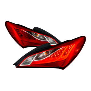 Top Gear Motors LED Halogen Rear Tail Light Pair Left and Right for 2010–2016 Hyundai Genesis Coupe Chrome Housing Red Lens