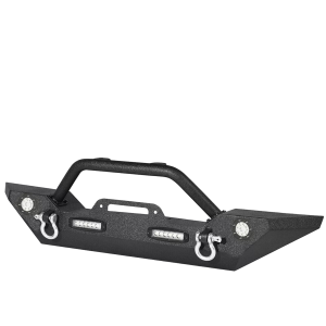 Top Gear Motors Black Textured Front Bumper with LED Lights for 2007-2024 Jeep Wrangler JK, JL, and Gladiator JT
