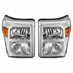 Top Gear Motors Chrome Amber Projector Halogen Headlight Pair Left and Right for 2011–2016 Ford F-250/F-350/F-450/F-550 Super Duty
