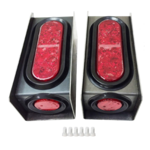 Top Gear Motors LED Trailer Truck 6 in Oval Taillight 2 in Marker Light Pair Steel Box Housing
