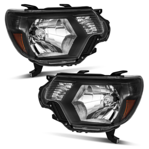 Top Gear Motors Halogen Headlight Assembly Pair Left and Right for 2012-2015 Toyota Tacoma Pick-up Black Housing Clear Lens