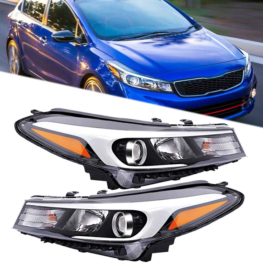 Top Gear Motors Black Halogen Headlight Pair Driver and Passenger Side for 2017-2018 KIA Forte Clear Lens - Image 2