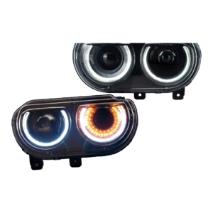 Top Gear Motors LED Headlight Assembly Pair Left and Right for 2008-2014 Dodge Challenger Black Housing Clear Lens Direct Replacement