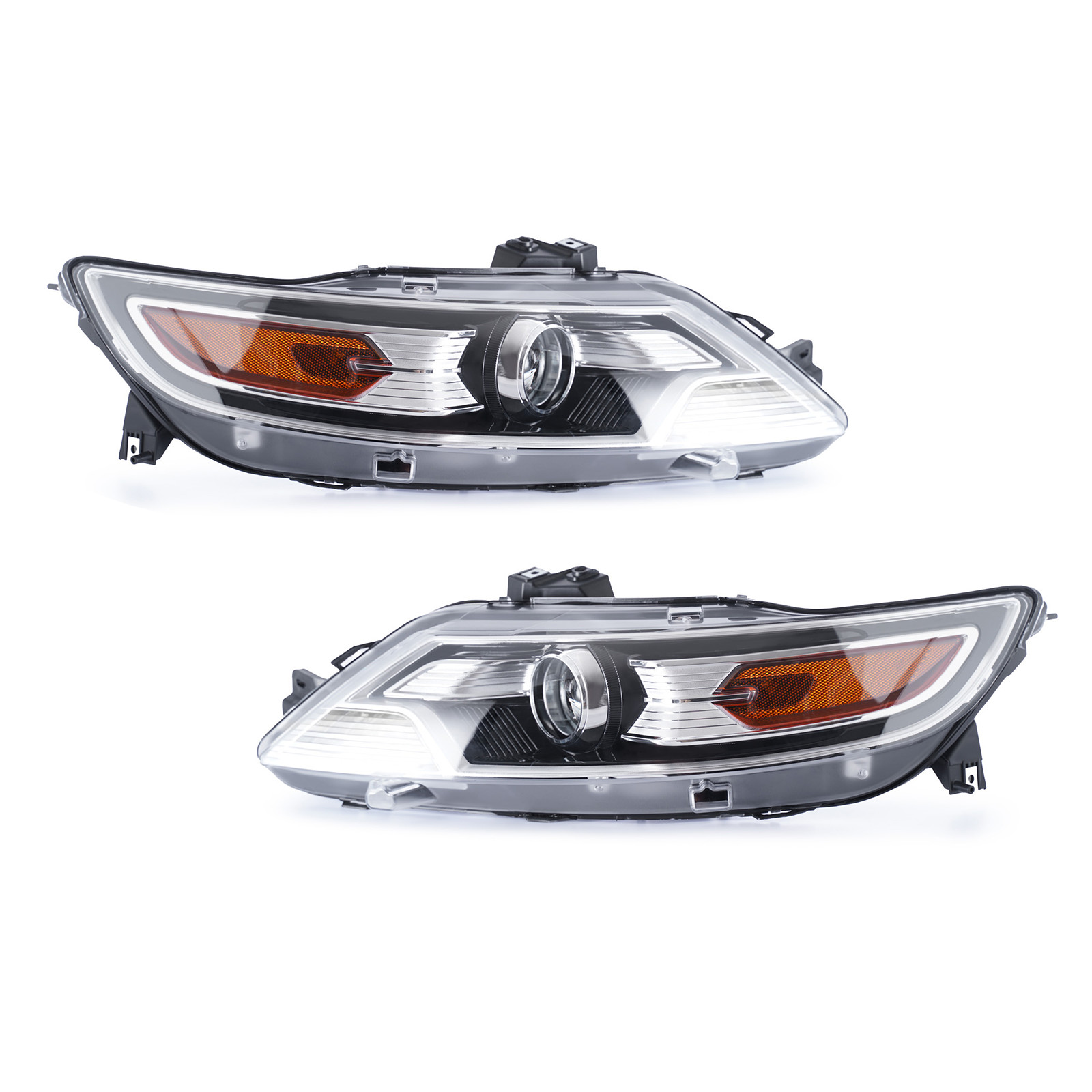 Top Gear Motors Halogen Projector Headlight Assembly Pair Left and Right for 2010-2012 Ford Taurus SE/SEL/Limited Chrome Housing Clear Lens