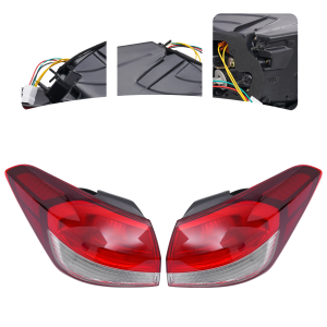 Top Gear Motors Black Halogen Tail Light Pair Driver and Passenger Side for 2017-2018 KIA Forte Red Lens