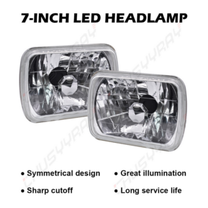 Top Gear Motors LED Headlight Assembly Pair 7x6 Inch for Nissan Pickup Hardbody 1983-1997 H6054 Chrome Clear Lens