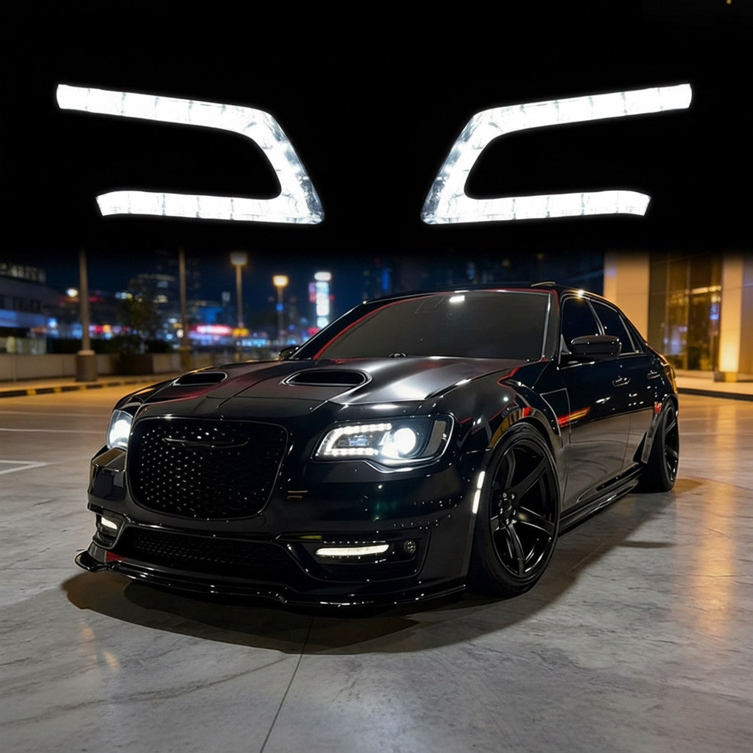 Top Gear Motors Black LED Headlight Pair Driver and Passenger Side Projector for 2011-2023 CHRYSLER 300 Clear Lens - Image 2