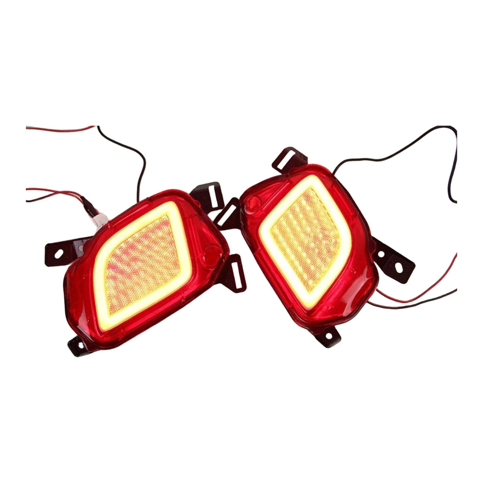 Top Gear Motors LED Rear Fog Light Pair Left and Right for 2015–2019 Toyota Highlander Black Housing Red Lens