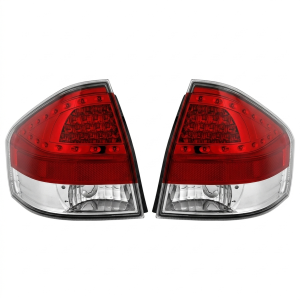Top Gear Motors Red LED Tail Light Pair Left and Right for 2008–2011 Ford Focus S SE SEL SES Chrome Housing