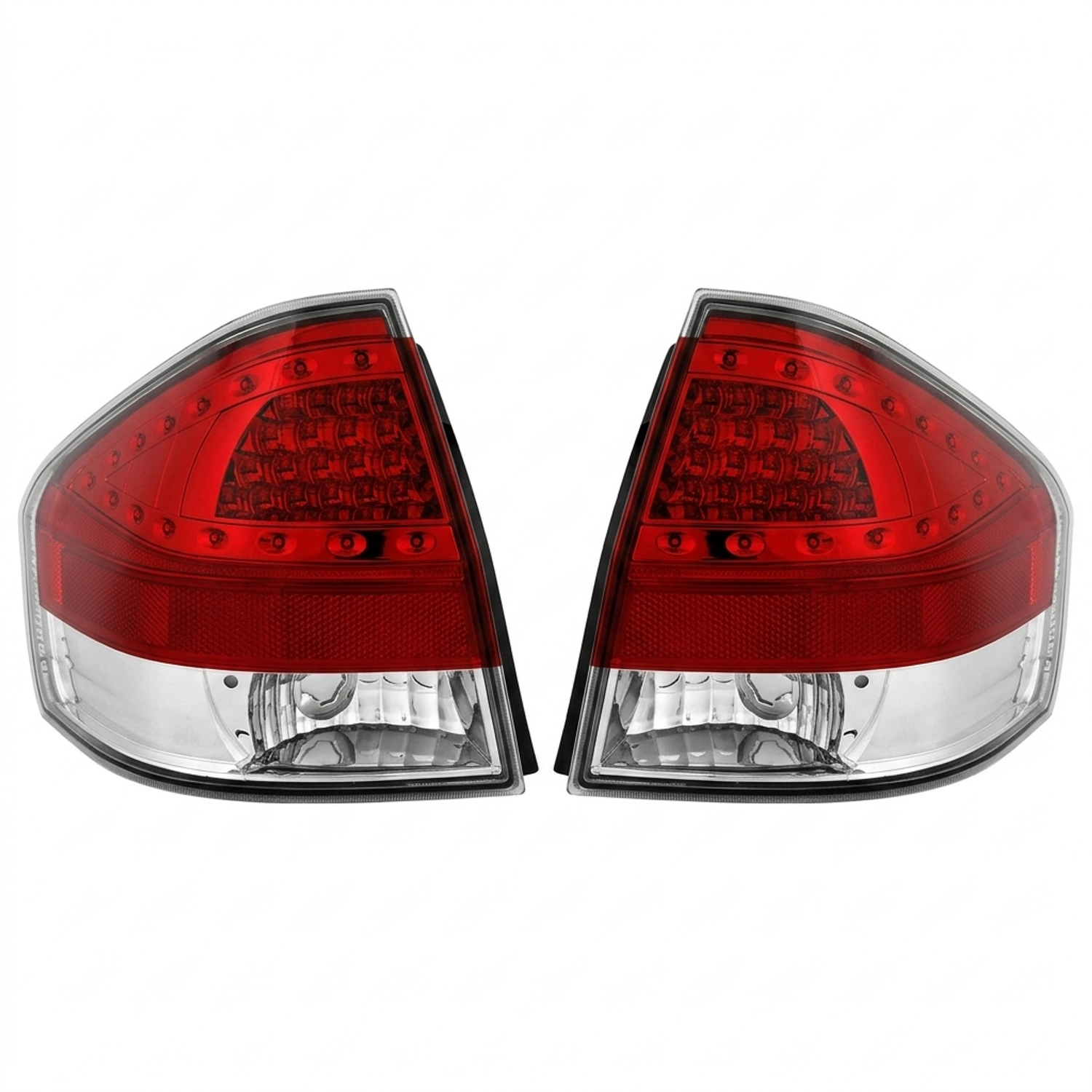 Top Gear Motors Red LED Tail Light Pair Left and Right for 2008–2011 Ford Focus S SE SEL SES Chrome Housing