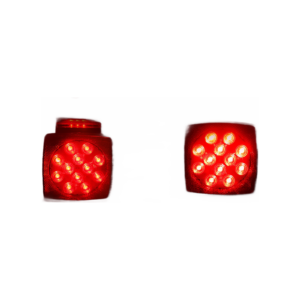 Top Gear Motors LED Submersible Square Trailer Tail Lights Left and Right 12V Red Lens Black Housing IP68