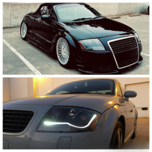 Top Gear Motors Black Halogen Headlight Pair Driver and Passenger Side for 1999-2006 AUDI TT Clear Lens