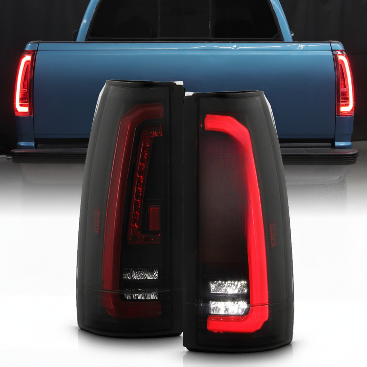 For 1988-1998 Chevy/GMC C10 C/K 1500 2500 3500 Black Smoke Full LED Tail Lights - Image 2
