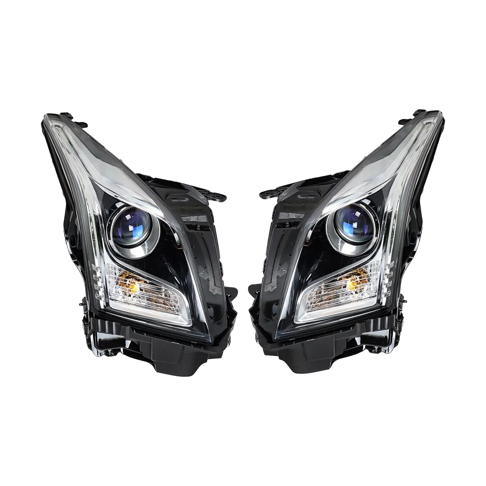 Top Gear Motors Halogen Projector Chrome Headlight Assembly Pair for Cadillac ATS 2013–2018