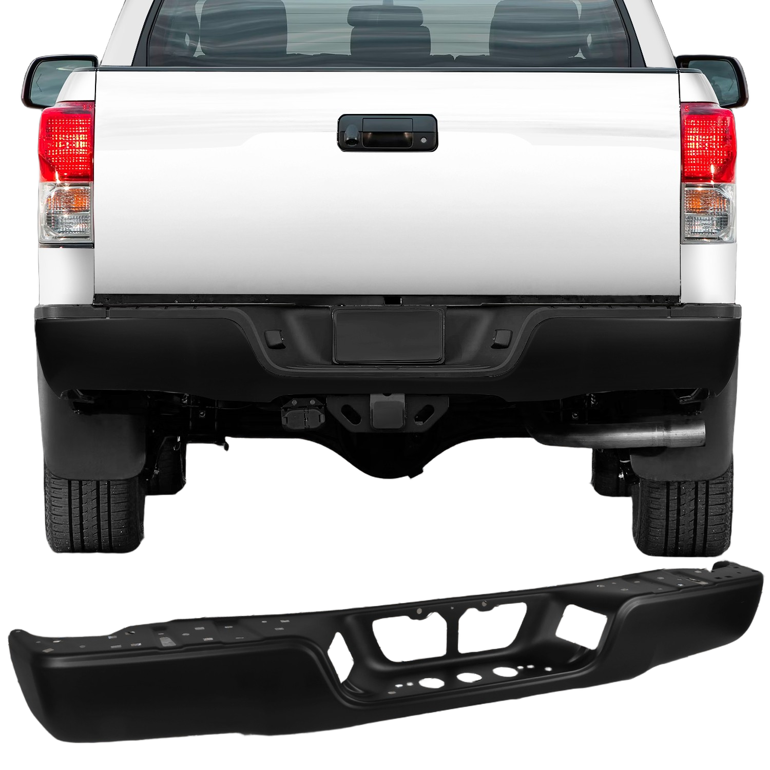 Top Gear Motors Black Primed Steel Rear Bumper Face Bar for 2007–2013 Toyota Tundra - Image 2