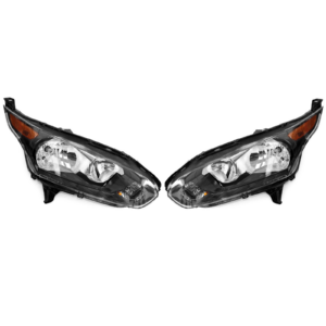 Top Gear Motors Black Halogen Composite Headlight Pair Left and Right for Ford Transit Connect 2014–2018 Clear Lens